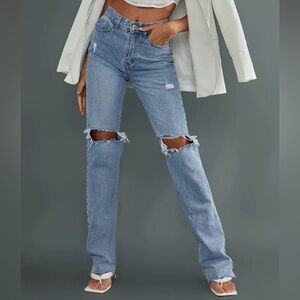 PLT Ripped Straight Leg Jeans